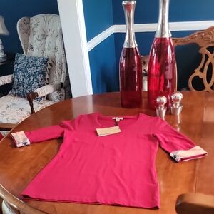 Burberry Red Top with Beige Accents